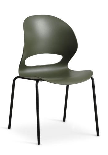 Linea spisebordsstol - oliven PVC og sort metal
