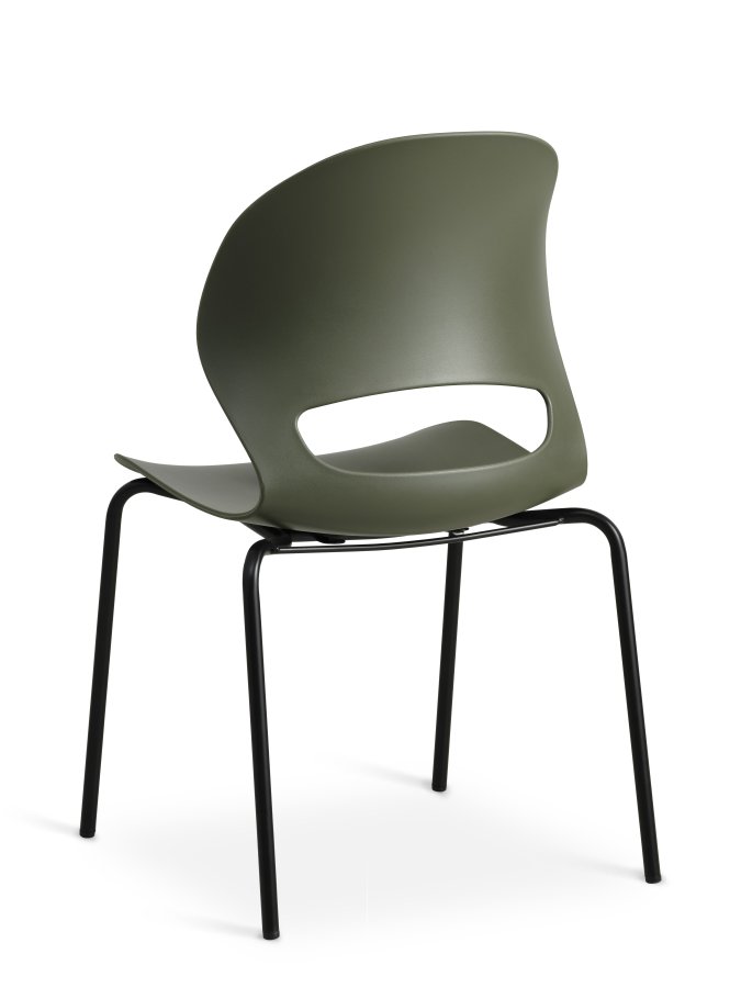 Linea spisebordsstol - oliven PVC og sort metal