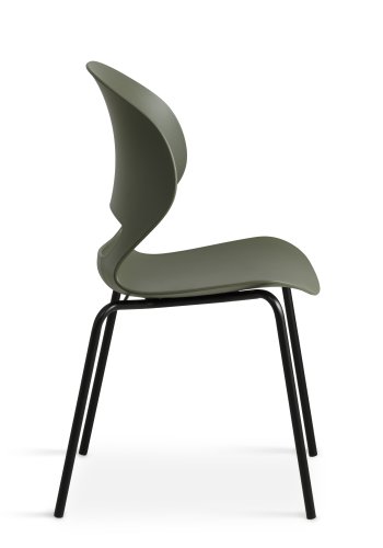 Linea spisebordsstol - oliven PVC og sort metal