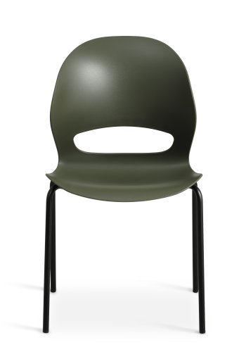 Linea spisebordsstol - oliven PVC og sort metal