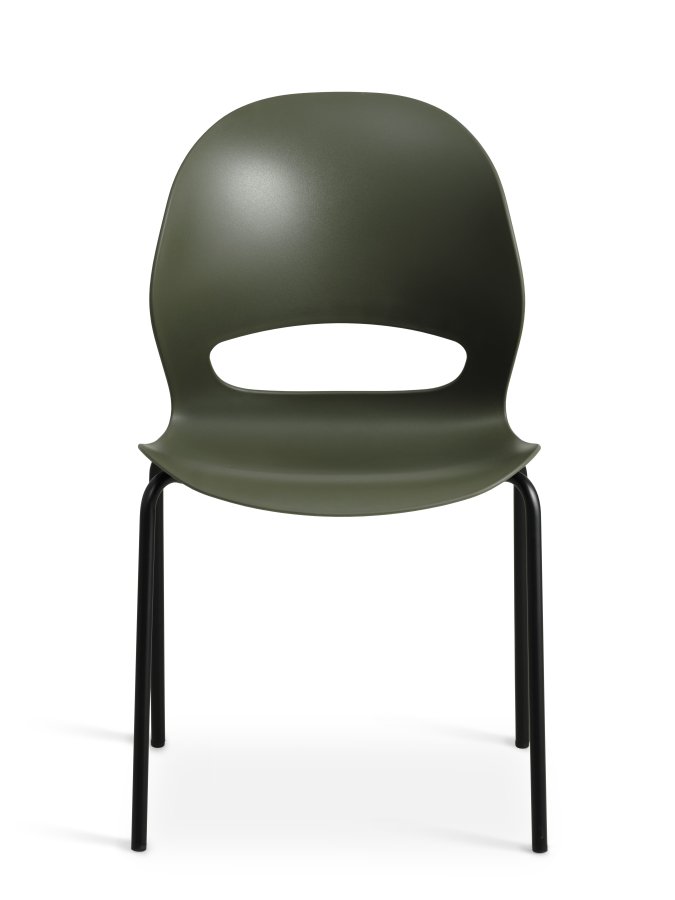 Linea spisebordsstol - oliven PVC og sort metal
