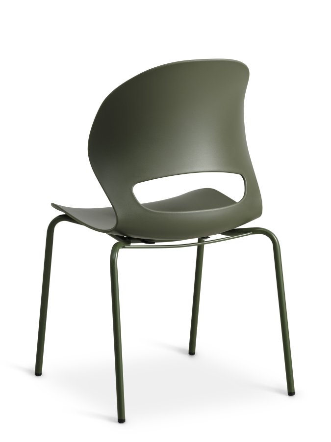 Linea spisebordsstol - oliven PVC og oliven metal