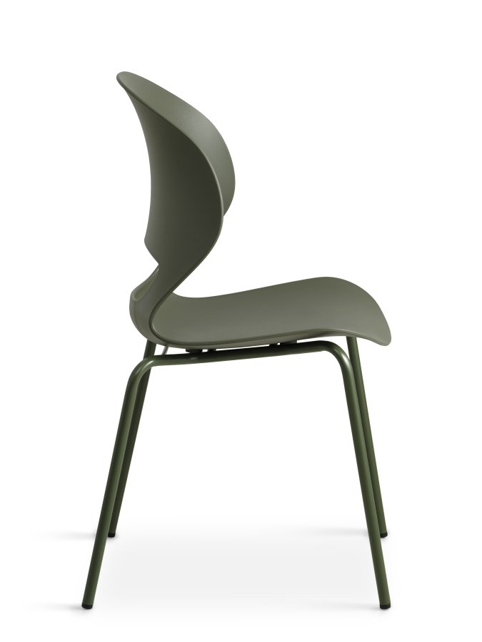 Linea spisebordsstol - oliven PVC og oliven metal