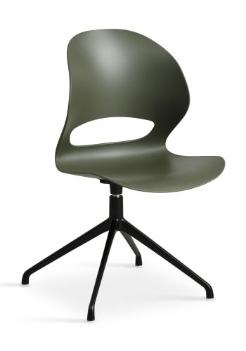 Linea spisebordsstol, m. drejefunktion - oliven PVC og sort metal