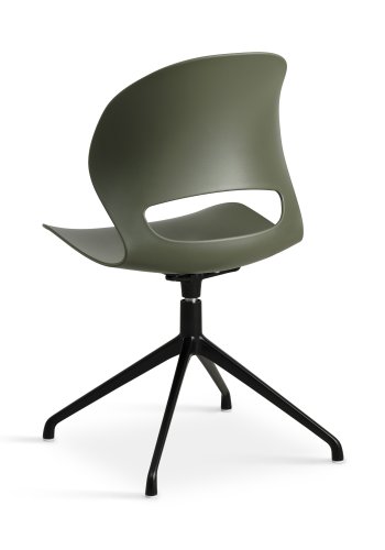 Linea spisebordsstol, m. drejefunktion - oliven PVC og sort metal