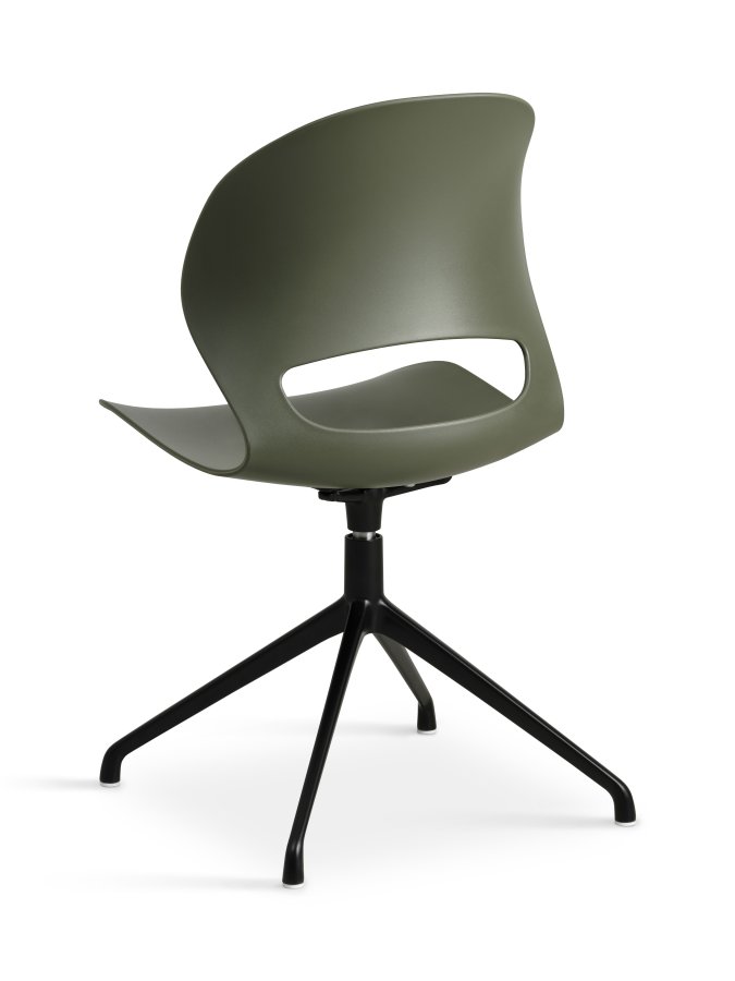 Linea spisebordsstol, m. drejefunktion - oliven PVC og sort metal
