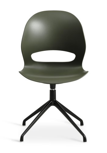 Linea spisebordsstol, m. drejefunktion - oliven PVC og sort metal
