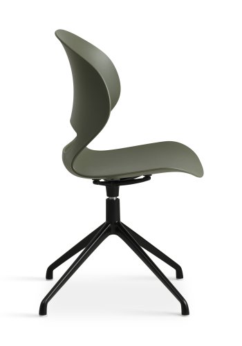 Linea spisebordsstol, m. drejefunktion - oliven PVC og sort metal