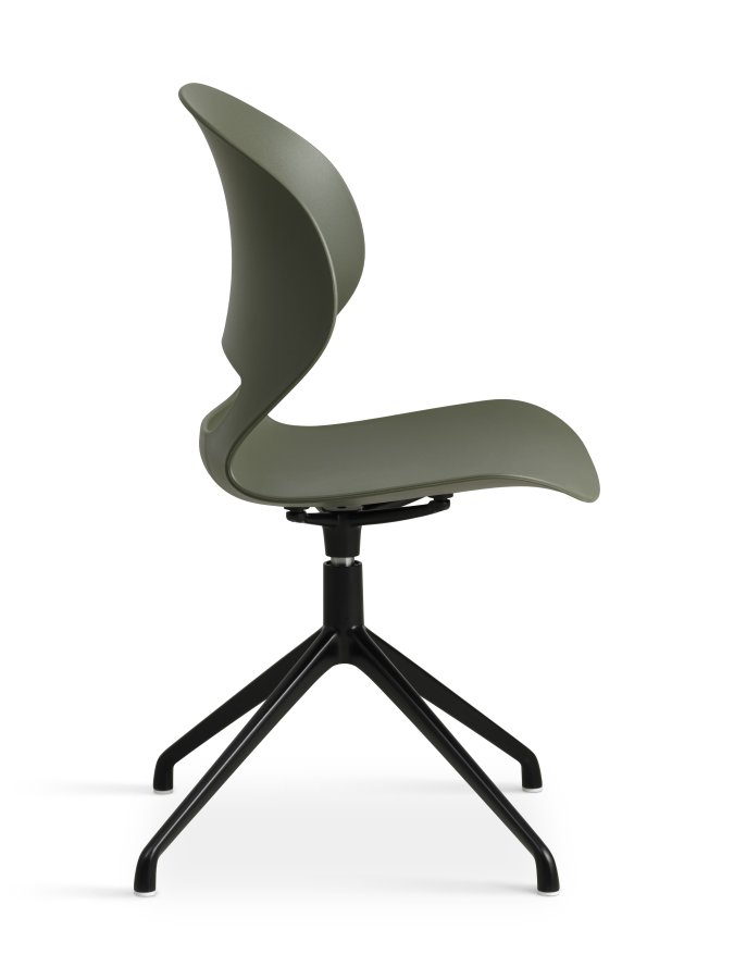 Linea spisebordsstol, m. drejefunktion - oliven PVC og sort metal