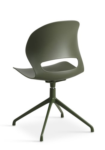 Linea spisebordsstol, m. drejefunktion - oliven PVC og oliven metal