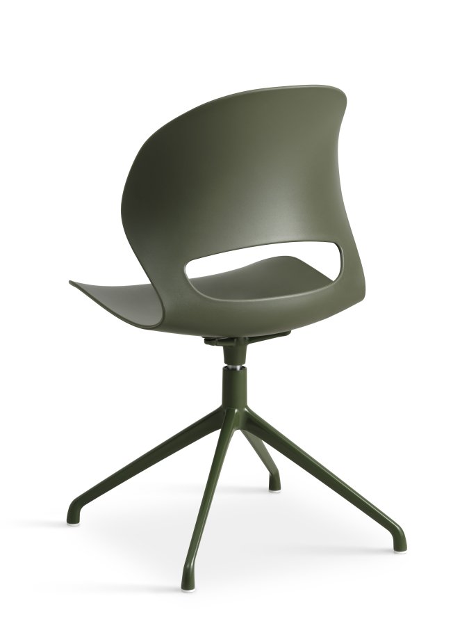 Linea spisebordsstol, m. drejefunktion - oliven PVC og oliven metal