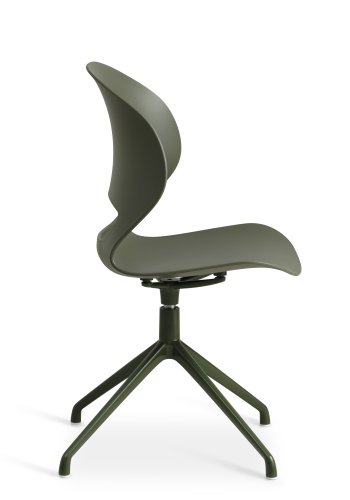 Linea spisebordsstol, m. drejefunktion - oliven PVC og oliven metal