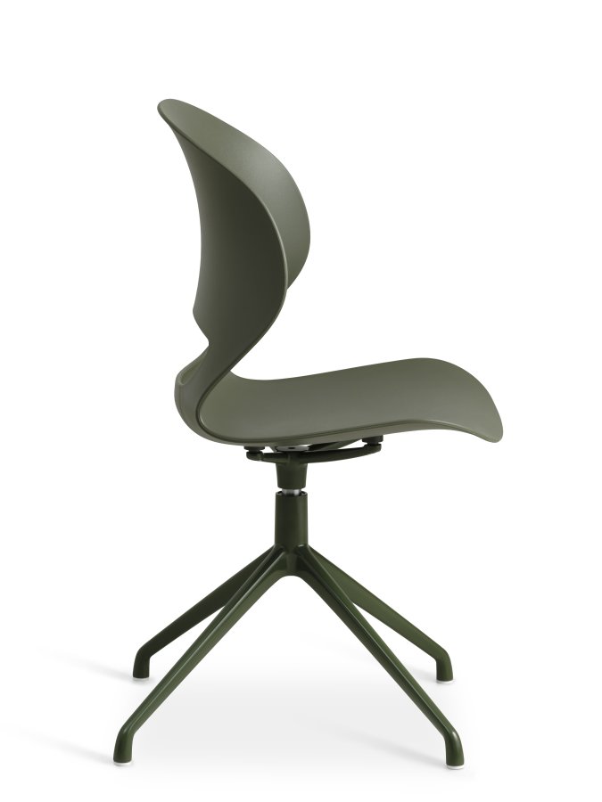 Linea spisebordsstol, m. drejefunktion - oliven PVC og oliven metal