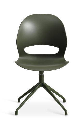 Linea spisebordsstol, m. drejefunktion - oliven PVC og oliven metal