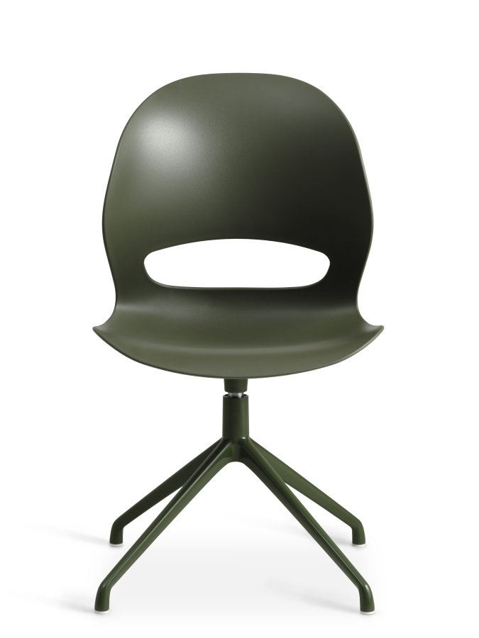 Linea spisebordsstol, m. drejefunktion - oliven PVC og oliven metal