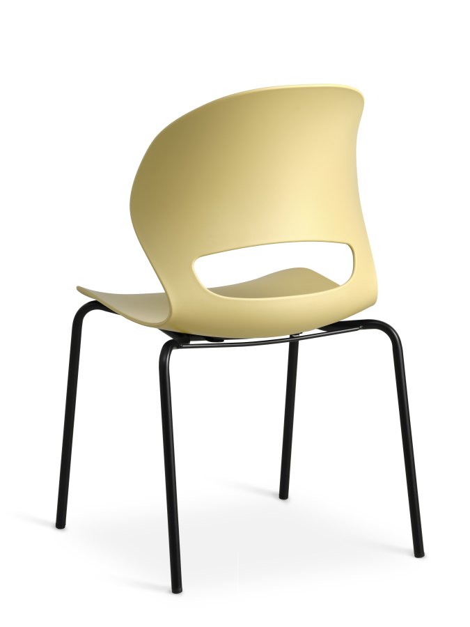 Linea spisebordsstol - sennepsgul PVC og sort metal