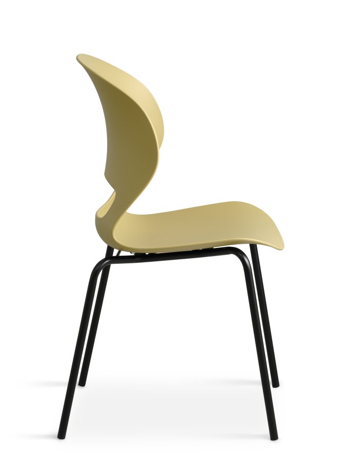 Linea spisebordsstol - sennepsgul PVC og sort metal