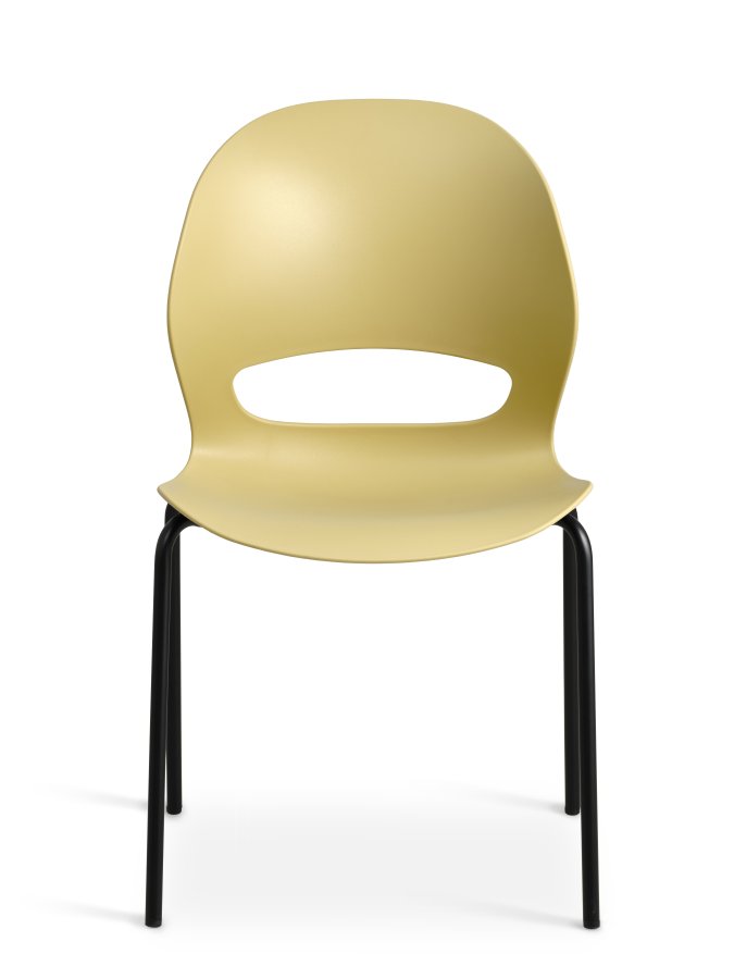 Linea spisebordsstol - sennepsgul PVC og sort metal
