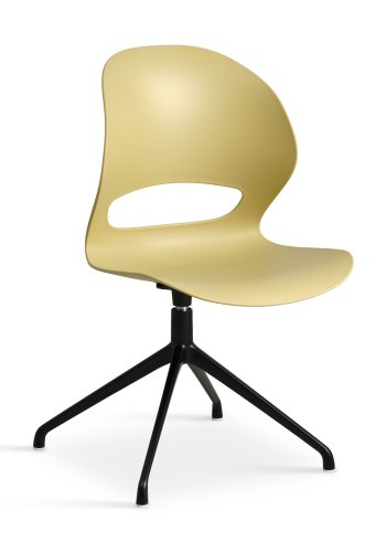 Linea spisebordsstol, m. drejefunktion - sennepsgul PVC og sort metal