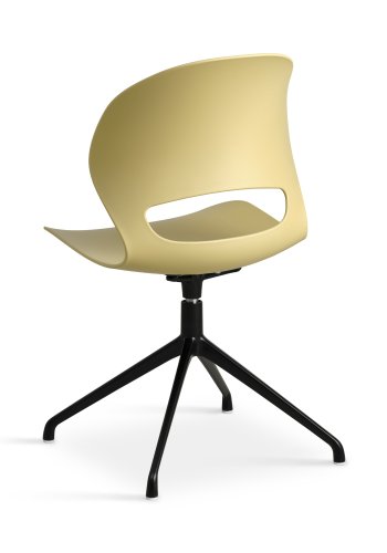 Linea spisebordsstol, m. drejefunktion - sennepsgul PVC og sort metal
