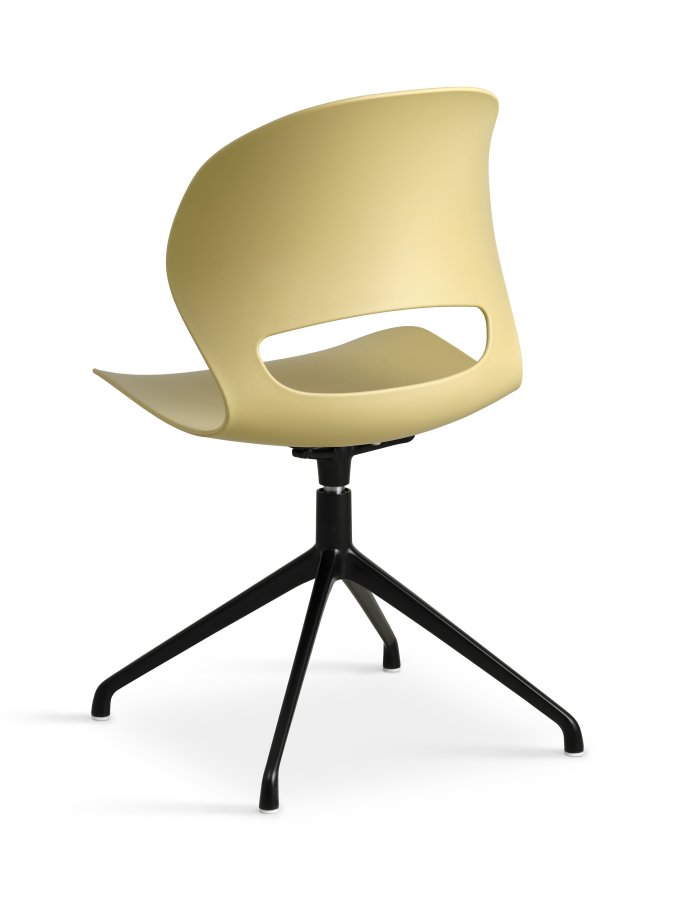 Linea spisebordsstol, m. drejefunktion - sennepsgul PVC og sort metal
