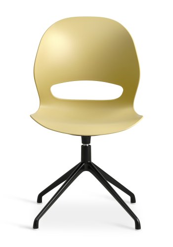 Linea spisebordsstol, m. drejefunktion - sennepsgul PVC og sort metal