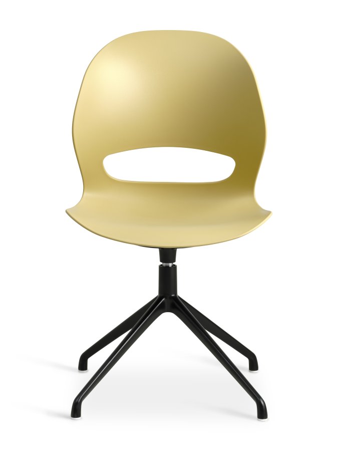 Linea spisebordsstol, m. drejefunktion - sennepsgul PVC og sort metal
