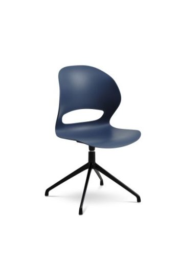 Linea spisebordsstol, m. drejefunktion og returdrej - denim bl polypropylen og sort metal