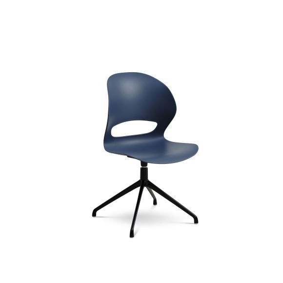Linea spisebordsstol, m. drejefunktion og returdrej - denim bl polypropylen og sort metal