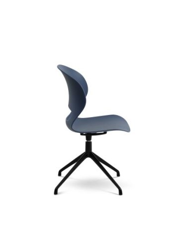 Linea spisebordsstol, m. drejefunktion og returdrej - denim bl polypropylen og sort metal