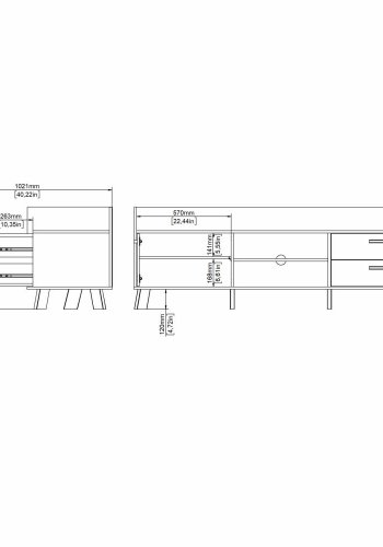 TVILUM Ikast TV-mbel med 1 lge + 2 skuffer, Jackson Hickory/Hvid, 181,9 x 51,2 x 61,6 cm