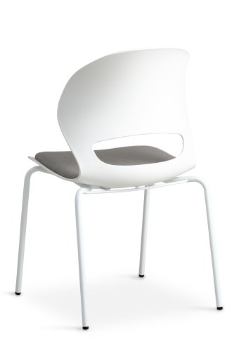 Linea spisebordsstol, m. gr stofhynde - hvid PVC og hvid metal