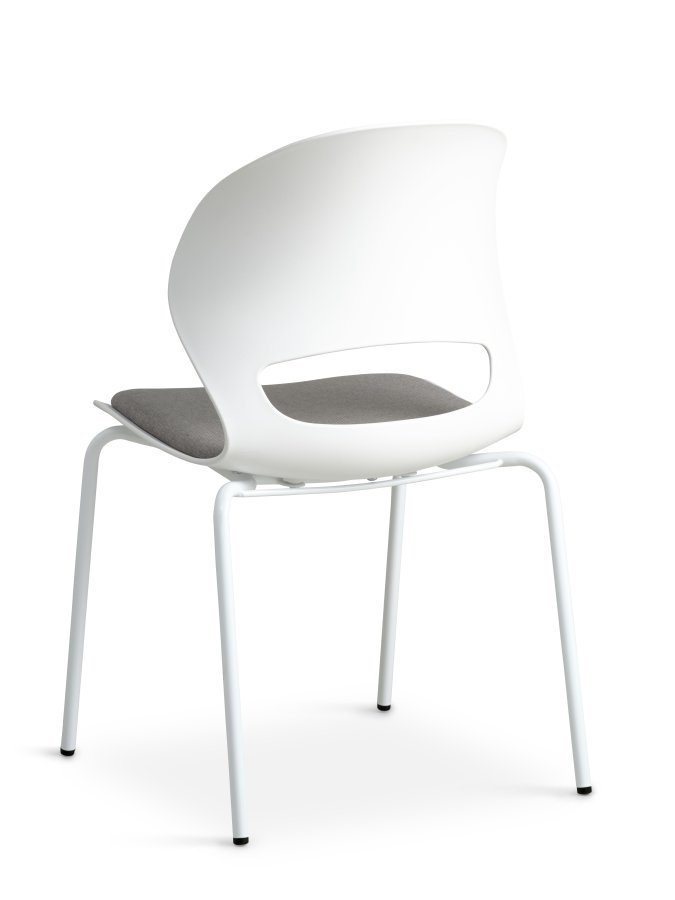 Linea spisebordsstol, m. gr stofhynde - hvid PVC og hvid metal