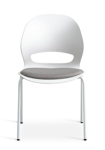Linea spisebordsstol, m. gr stofhynde - hvid PVC og hvid metal