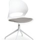 Linea spisebordsstol, m. drejefunktion og gr stofhynde - hvid PVC og hvid metal