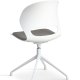 Linea spisebordsstol, m. drejefunktion og gr stofhynde - hvid PVC og hvid metal