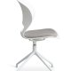 Linea spisebordsstol, m. drejefunktion og gr stofhynde - hvid PVC og hvid metal