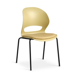 Linea spisebordsstol, m. sennepsgul stofhynde - sennepsgul PVC og sort metal