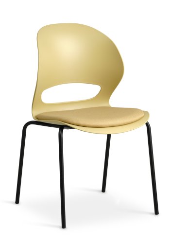 Linea spisebordsstol, m. sennepsgul stofhynde - sennepsgul PVC og sort metal