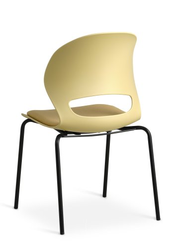 Linea spisebordsstol, m. sennepsgul stofhynde - sennepsgul PVC og sort metal