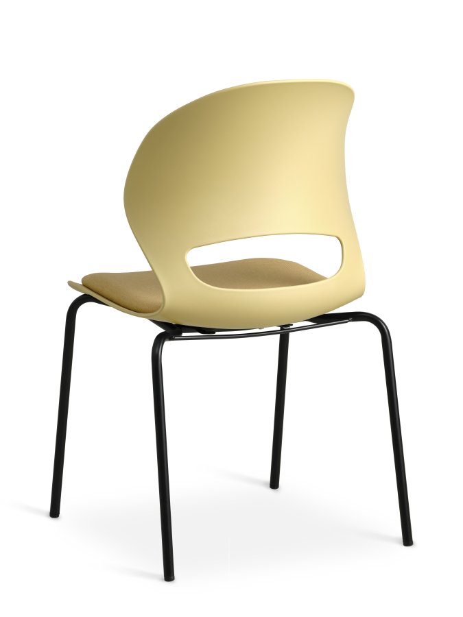 Linea spisebordsstol, m. sennepsgul stofhynde - sennepsgul PVC og sort metal