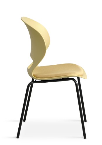 Linea spisebordsstol, m. sennepsgul stofhynde - sennepsgul PVC og sort metal