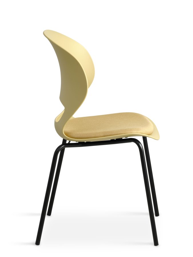 Linea spisebordsstol, m. sennepsgul stofhynde - sennepsgul PVC og sort metal