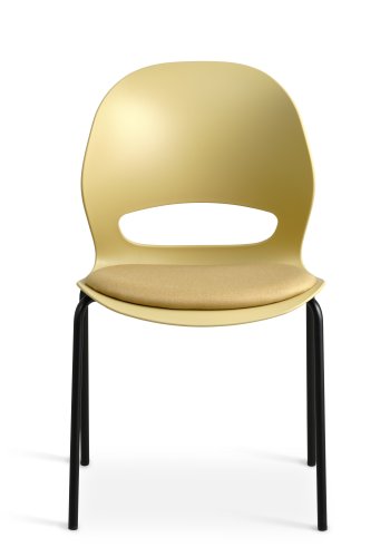 Linea spisebordsstol, m. sennepsgul stofhynde - sennepsgul PVC og sort metal