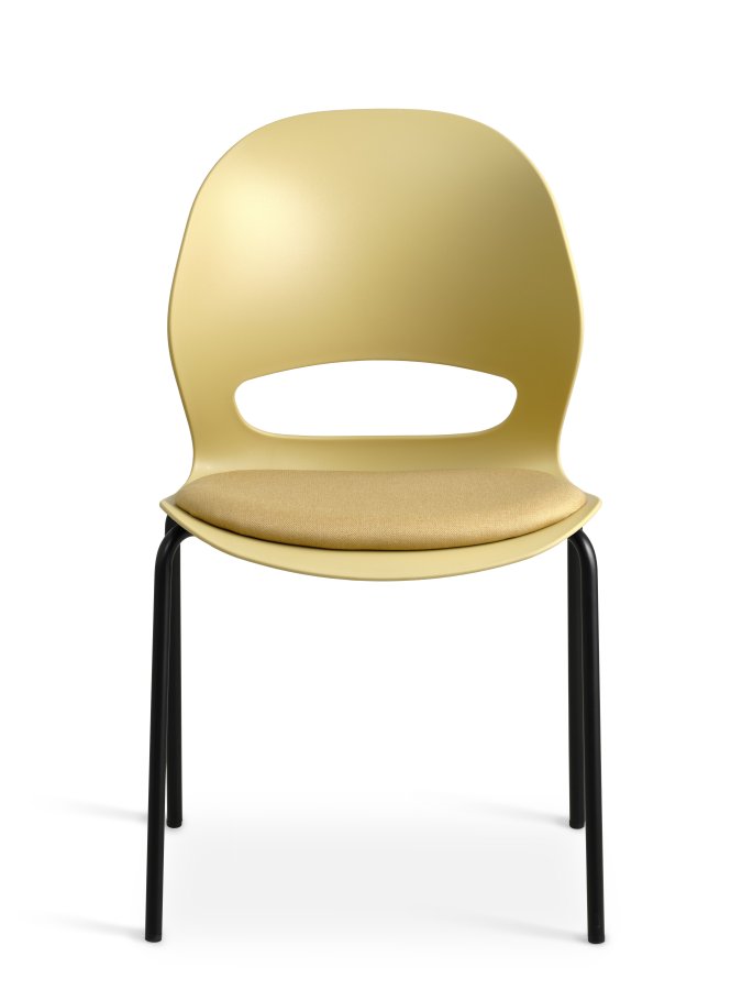 Linea spisebordsstol, m. sennepsgul stofhynde - sennepsgul PVC og sort metal