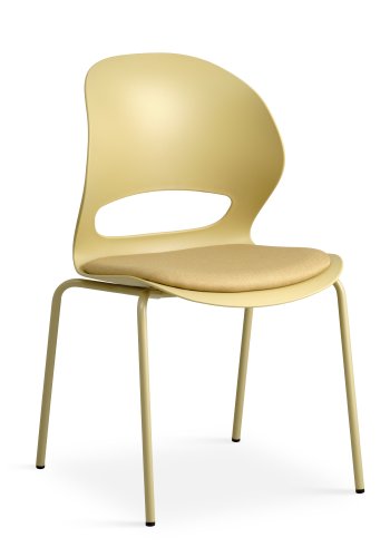 Linea spisebordsstol, m. sennepsgul stofhynde - sennepsgul PVC og sennepsgul metal