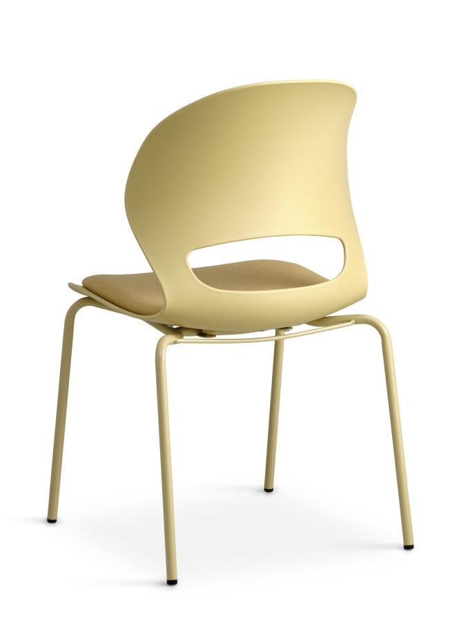 Linea spisebordsstol, m. sennepsgul stofhynde - sennepsgul PVC og sennepsgul metal