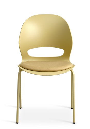 Linea spisebordsstol, m. sennepsgul stofhynde - sennepsgul PVC og sennepsgul metal