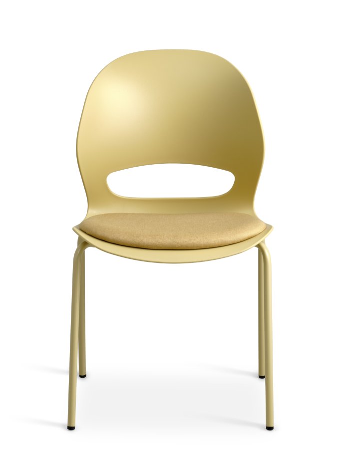 Linea spisebordsstol, m. sennepsgul stofhynde - sennepsgul PVC og sennepsgul metal