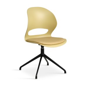 Linea spisebordsstol, m. drejefunktion og sennepsgul stofhynde - sennepsgul PVC og sort metal